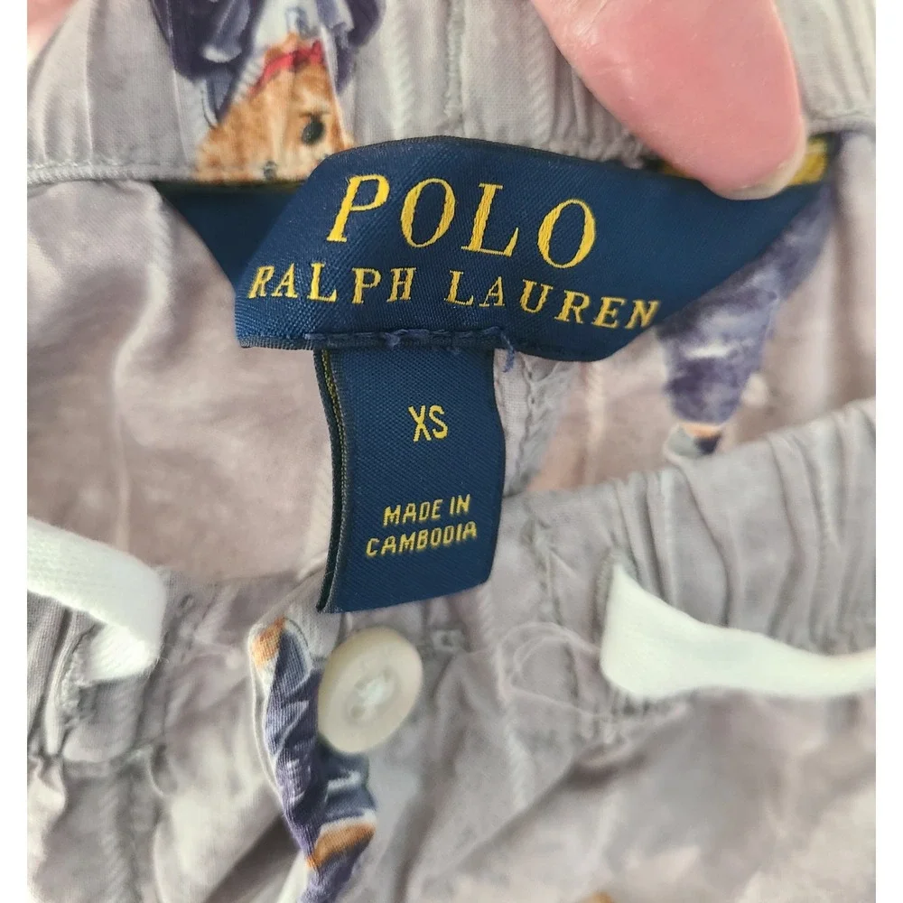 Polo Ralph Lauren Mens Polo Bear Pinstripe Pajama Pants Grey XS PL80025